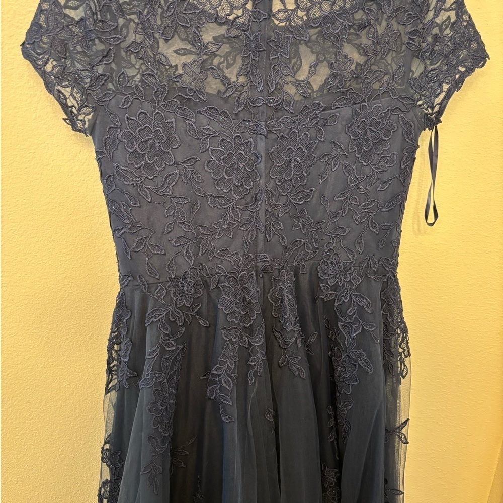La Femme Navy Floral Lace maxi wedding guest mother of the bride Dress - Picture 5 of 8